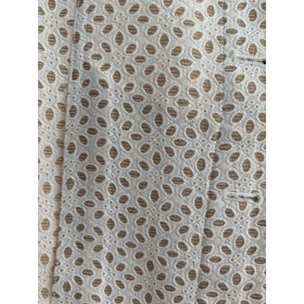 Christopher & Banks Eyelet White & Tan Blazer Jacket  Sz S Cotton Blend Casual